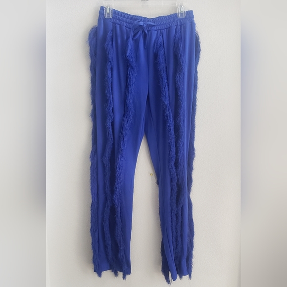 matching Cobalt blue fringed straight leg Pants and matching crop top size large - Picture 3 of 6
